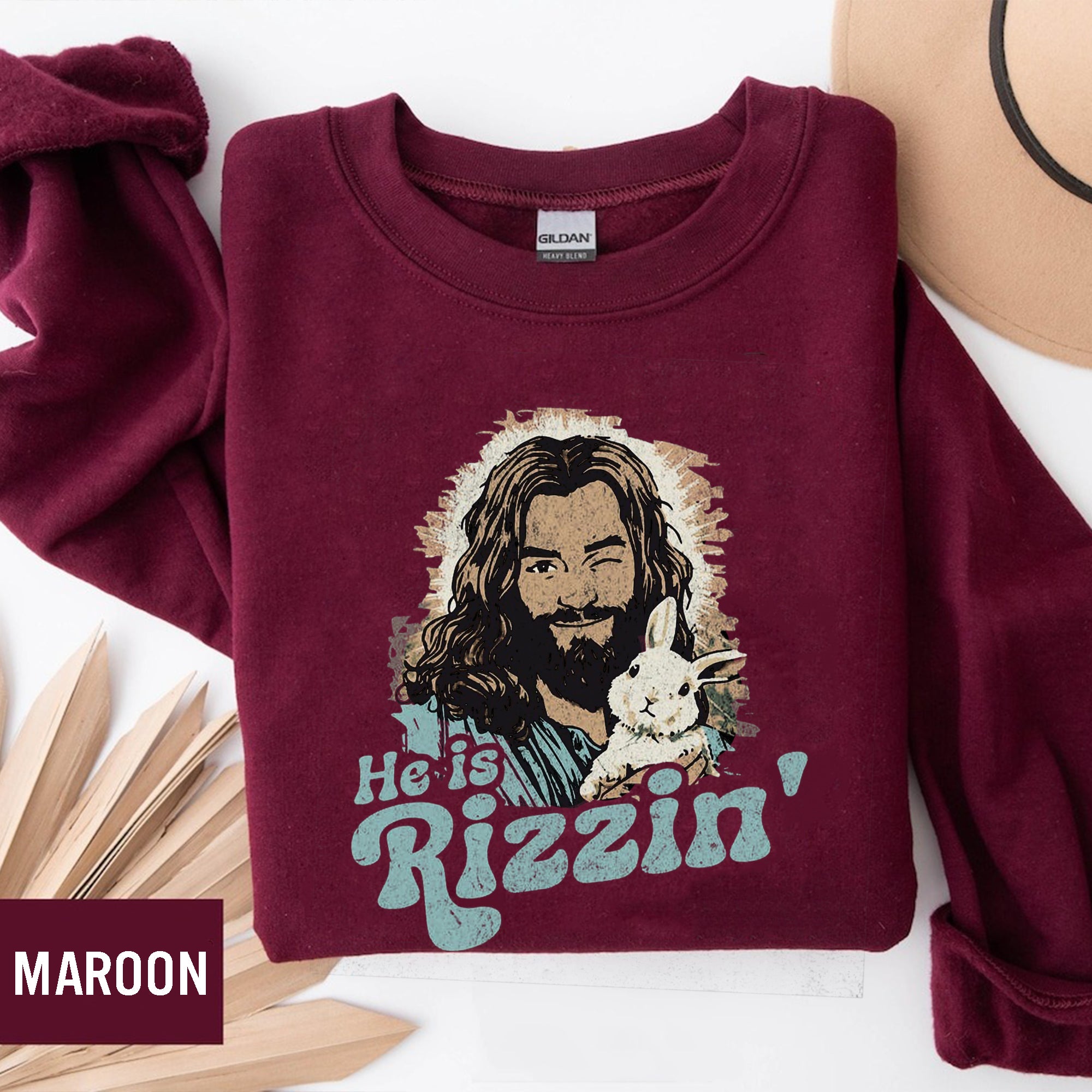He Is Rizzin' Shirt, Funny Easter Christian T-Shirt, Religious Humor Jesus Tee, Risen Resurrection Shirt, Youth Pastor Gift Idea. ILAF48